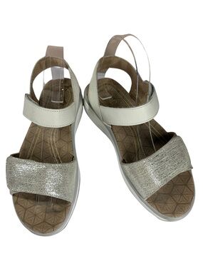 Joya Flores Light Beige Metallic Leather Comfort Sandals EU 38 Swiss